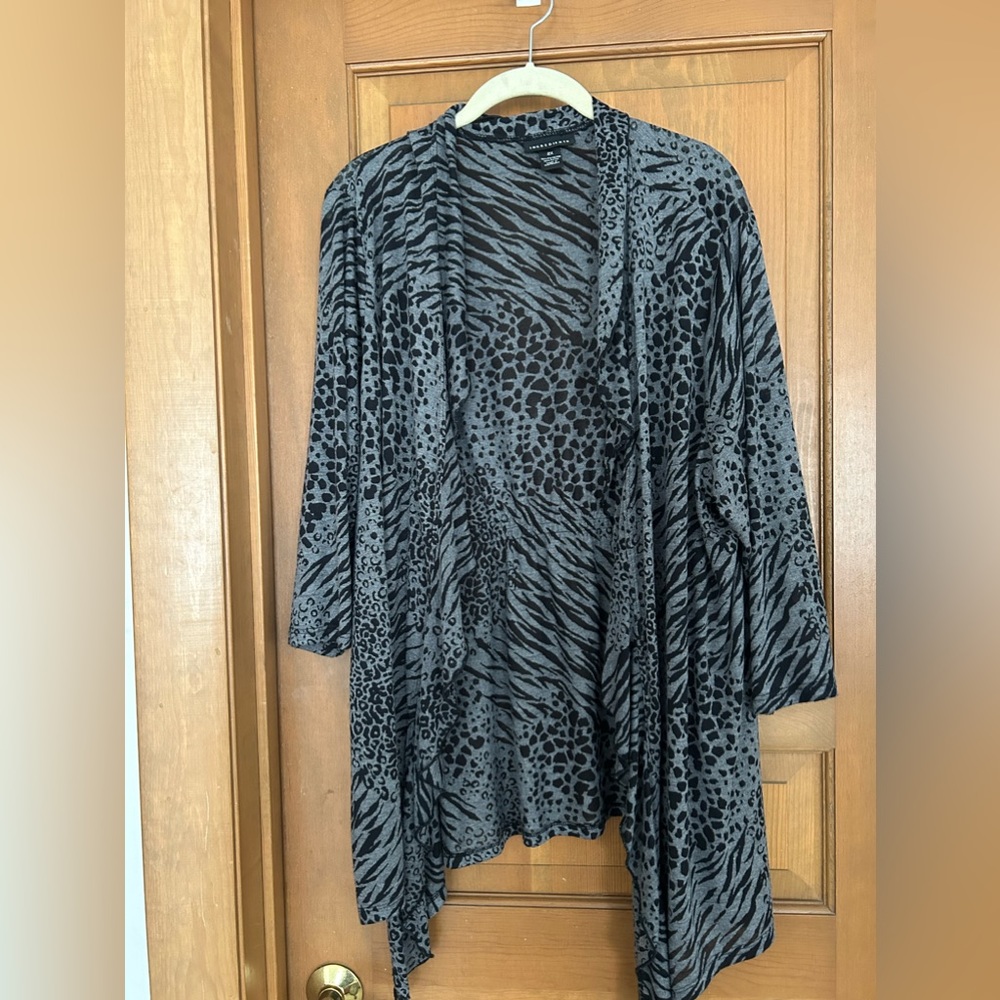 WOMANS PRINT OPEN FRONT COVER UP SIZE 2X